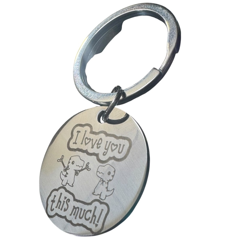 Stainless Steel  Keychain with Love Messages, Valentine's Day Theme, Double-Side